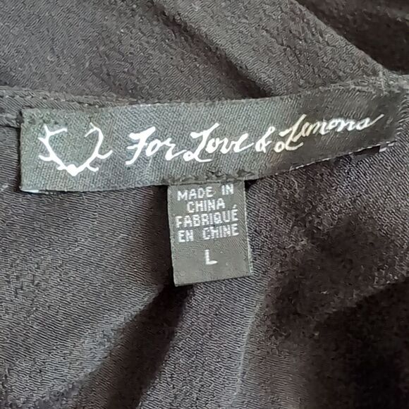 For Love And Lemons Black Valentina Lace Fit And Flare Long Sleeve Dress Large - Picture 3 of 9